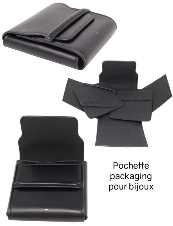 Pochette packaging en cuir pour bijoux